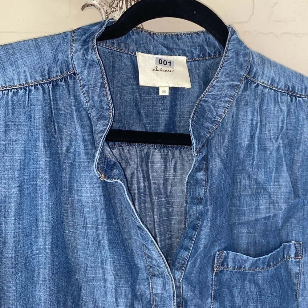 Anthropologie Elevenses shirt chambray tencel‎ top xs - Picture 3 of 7